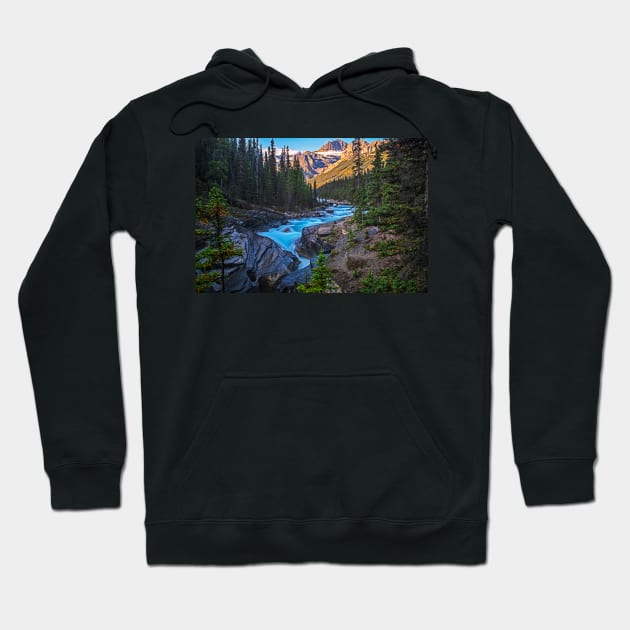 Banff Alberta Canada Mistaya Canyon Sunrise Hoodie by WayneOxfordPh